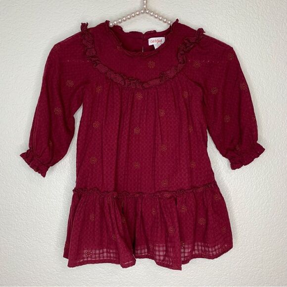 Cat & Jack Toddler Size 3T Burgundy Ruffle Dress - Picture 1 of 12